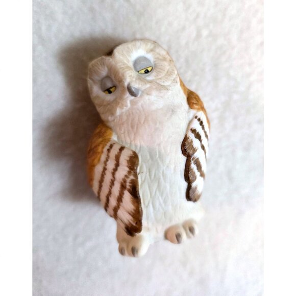 Vintage Franklin Mint Shy Barn Owl Salt & Pepper Shakers 1987 Noah's Ark Set - Picture 4 of 5